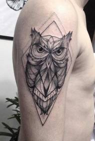 Big ruoko risinganzwisisike dema owl nejometri tattoo maitiro