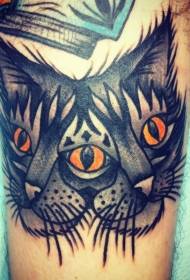 Modèl tatoo chat pòtrè ak de tèt