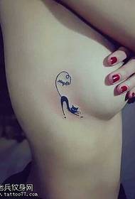 Modello di tatuaggio del gatto sul petto