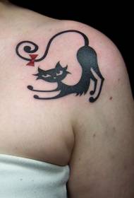 Плече мультфільм кішка і лук татуювання візерунок
