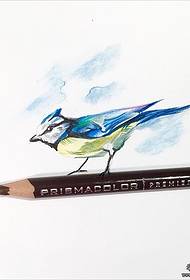 Watercolor bird tattoo pattern manuscript