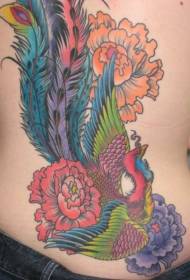 Azụ azụ Phoenix na ụdị peony tattoo