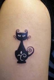 Meisje arm cartoon zwarte kat tattoo patroon