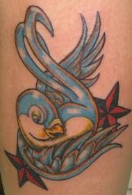 Uccello blu con motivo a stelle