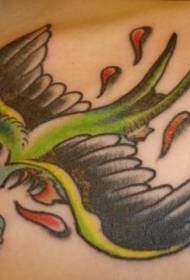 Burung zombie dengan pola tato tengkorak