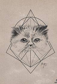 Kleng frësch Kaz geometresch Linn Tattoo Muster Manuskript