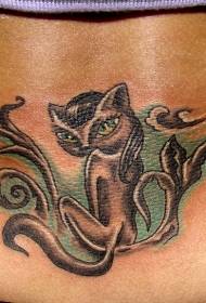 Modello di tatuaggio femminile gatto e vite