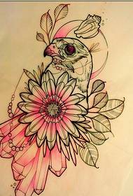 Warna gambar ngagambar manuk kembang floral tattoo gambar