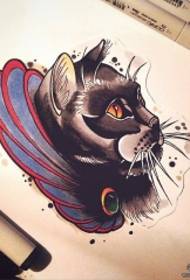 Escrito europeo e americano de tatuaje de gato negro