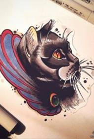 Manuskrip corak tato kucing hitam sekolah dan Eropah
