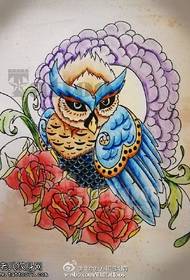 Iphethini le-Watercolor owl rose tattoo