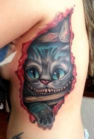 Strašidelné našpulené kočky slza tetování vzor