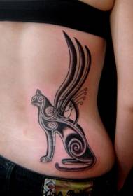 Gevleugeld patroon kat tattoo patroon in Egyptische stijl