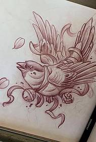 Escrito de tatuaxe de aves de aves europeas e americanas