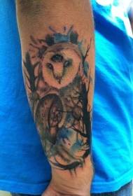 Рука аквареллю стиль татуювання сови