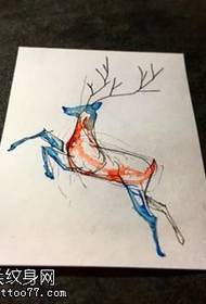 Rukopis akvarela uzorak tetovaža jelena