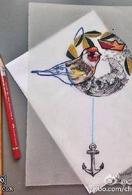 Abstract Pie Bird Anker Manuskript Tattoo Muster