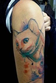 Cat watercolor tattoo pattern