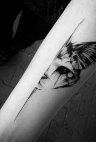 Kis kar csodálatos fekete vázlat stílusú vicces macska tetoválás mintával