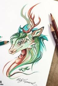 Modello del tatuaggio del fawn dell'acquerello del manoscritto