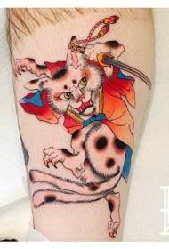 Кольоровий шаблон японської кішки татуювання
