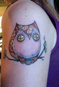Motivo tatuaggio gufo impuntura a braccio grande