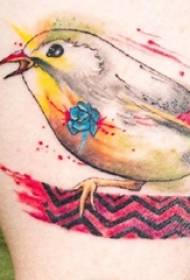 Boy's arm painted watercolor beautiful bird tattoo picture
