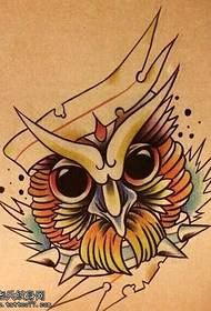 手稿貓頭鷹紋身圖案
