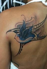 Tatuiruotės paukščio mažas ir subtilus žvirblio tatuiruotės modelis