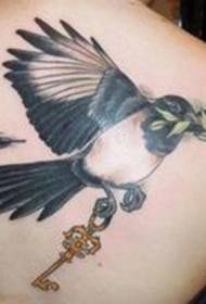 Burung kembali dicat dan pola tato kunci
