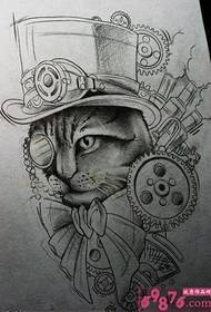 Steampunk على غرار القط صورة مخطوطة الوشم