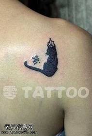 Cute totem cat tattoo pattern on the shoulder