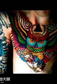 Chest owl tattoo pattern