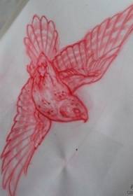 欧美school鸟纹身图案手稿