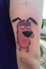 シンプルなライン小動物犬のタトゥーの写真を描いた男の子の腕