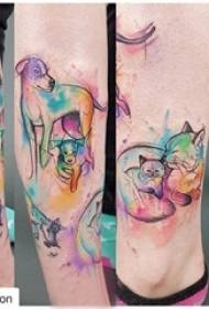 Skolflicka kalv målade på bläck enkel linje djur tatuering bild