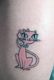 Rózsaszín macska tetoválás minta