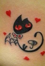 可爱爱心猫咪纹身图案