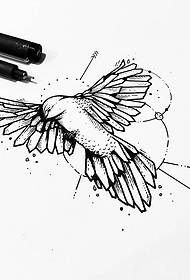 Manoscritto tatuaggio linea uccello bianco e nero