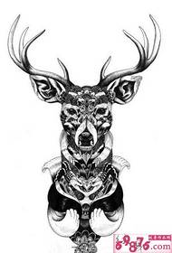Foto di cervi vintage tatuaggio bianco e nero