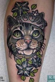 Leg color cat cartoon tattoo pattern