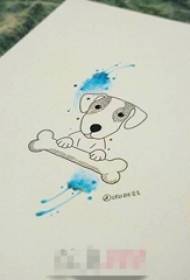 خط سیاه توله سگ ناز توله سگ آبرنگ آبی رنگ چاشنی دستمال تاتو