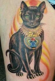 Patrón de tatuaje de gato egipcio sagrado de color