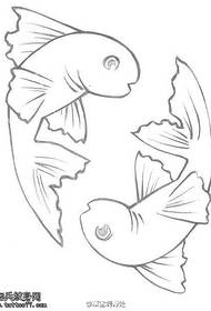 Рукопис ескіз дві риби татуювання візерунок