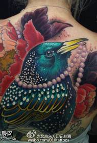 Modello tatuaggio uccello posteriore