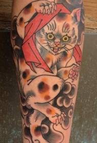 Värikäs kissan tatuointikuvio