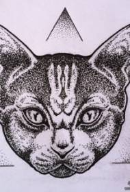 Tatuaje de punto xeométrico de gato da escola europea e americana