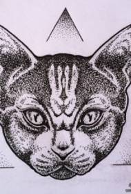 Manoscritto tatuaggio tatuaggio scuola europea e americana gatto punto geometrico