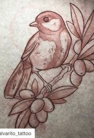 Europese en Amerikaanse voëlplant swartgrys tatoeëermerk manuskrip