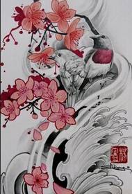 فقط جميلة أزهار الكرز الطيور صورة مخطوطة الوشم
